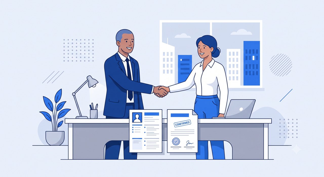Job offer and hiring success illustration